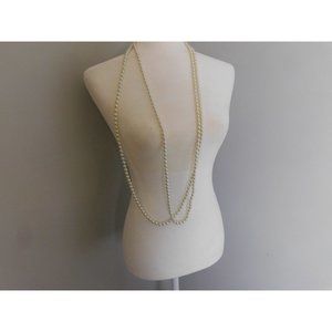 Faux Pearl Necklace Extra Long 90 inches White